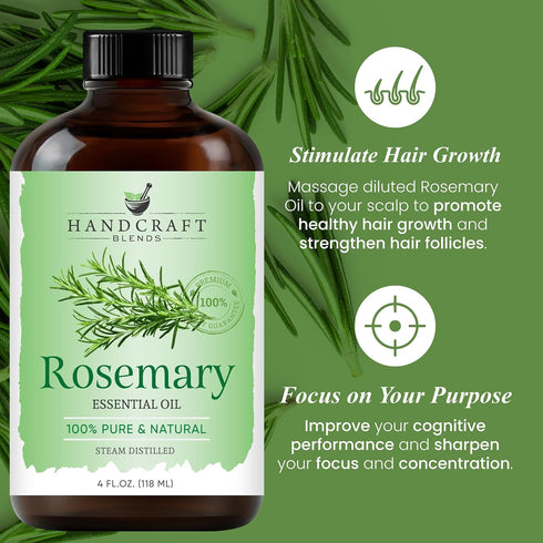 Set: (2 4 Oz) 100% Handcraft Blends Herbal Clarity Eucalyptus and Rosemary Essential Oils x Fl Pure & Natural