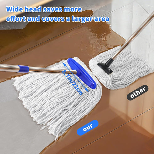 Keleekelin 52" Indoor Cotton Mops for Floor Cleaning - Indoor Cleaning Mop for Wood Floors, Tile, Hardwood Floor
