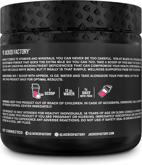 KSM-66 B6, B12, 30Sv Jacked Factory Vita XT Performance Vitamin Powder - Daily Multivitamin Powder for Men