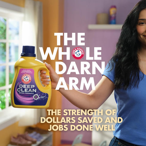 HAMMER 32 Count ARM & Deep Clean Free & Clear Laundry Detergent Power Paks, Free of Dyes and Perfumes, Dermatologist