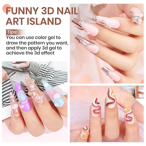 MIZHSE 3D Nail Gel, Clear Nail Sculpting Gel 15g for 5D Embossed Nail Art Decoration and Manicure Charms