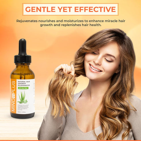 Natural Hair Growth Serum, 60ml / 2fl oz, For Longer, Stronger, Thicker Hair, with Aloe Vera