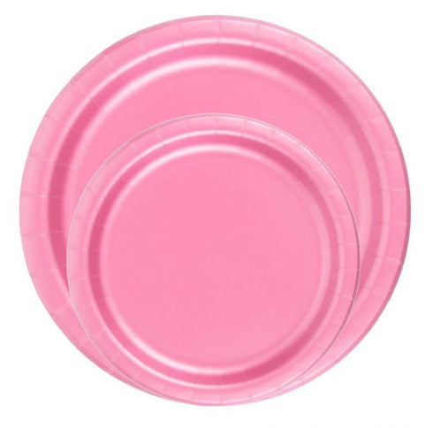 Party Favors Plus 24 9" Plates Paper Dinner Lunch Plates Wax Coated - Pink