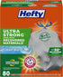 Hefty Ultra Strong 13 Gallon Trash Bags, Gray, Clean Burst, 80 Count, Made with 50% Recovered Materials