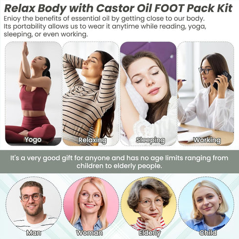 Hpmjz 2Pcs Pack Castor Oil Wrap for Ankle Adjustable Reusable Feet Brace Anti Oil Leak Organic Breathable Acrylic