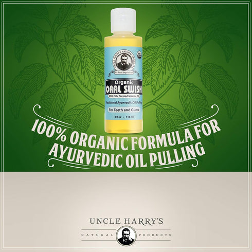 Uncle Harry's Certified Organic Oral Swish for Ayurvedic Oil Pulling (4 oz)