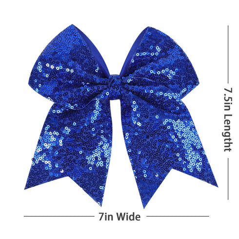 Jumbo Glitter Cheer Bow Clip, 7 Inch Large Sequin Hair Bow with Tails for Girls Teen Softball Cheerleader Outfit
