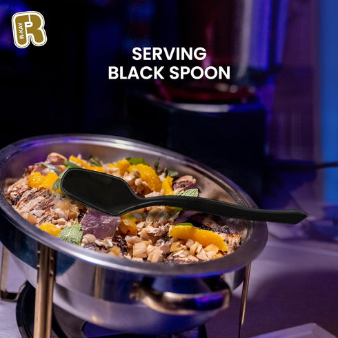18 Pcs Black Plastic Serving Utensils - 6 Spoons, 6 Tongs, 6 Forks - Heavy Duty Disposable Set