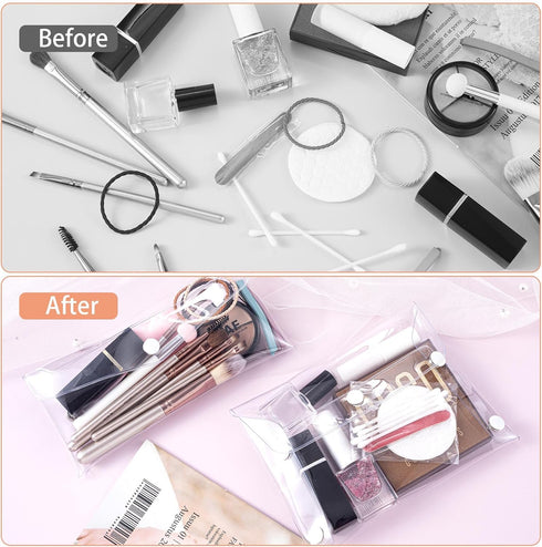 3 Pack Transparent Cosmetic Bags, Portable Waterproof PVC Makeup Cases Organizers for Lipstick, Facial Cleanser,