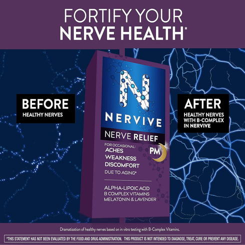 Nervive Nerve Relief PM - with Alpha Lipoic Acid for Nerve Aches, Weakness, Discomfort, 30 Nightly Tablets