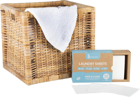 Free And Clear Eco-Friendly Unscented Laundry Detergent Sheets, Powerful Against Stains, Up To 100 Loads