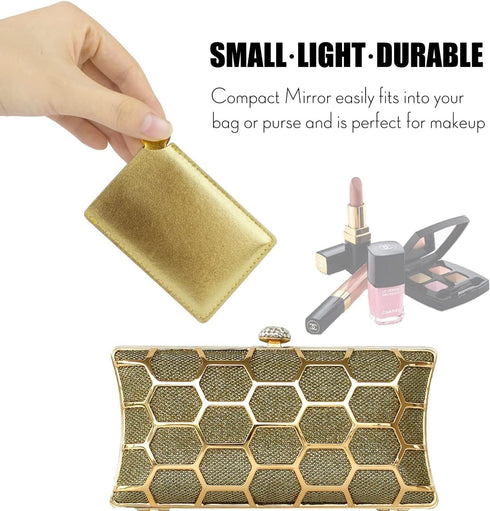 IBEET Unbreakable Stainless Steel Makeup Mirrors, Small Vanity Mirror for Purse, Handheld Compact Pocket Mirror