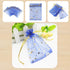 100 Pack 7x9 Inch Moon Star Organza Jewelry Gift Pouch, Drawstring Wedding Favor Bags, Royal Blue