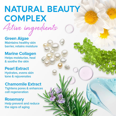 MAREE Facial Masks with Marine Collagen & Hyaluronic Acid - Moisturizing Sheet Masks with Green & Red Algae Extract, 6