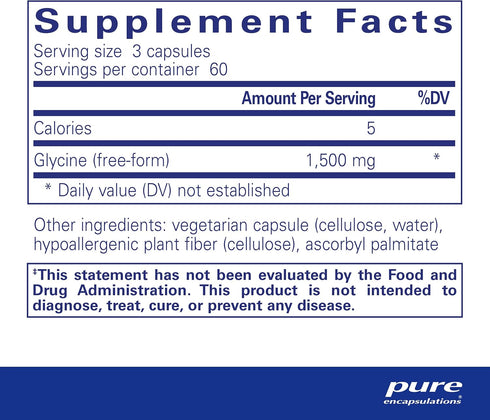 Pure Encapsulations Glycine - Supports Restful Sleep & Liver Detox*, Vegan & Gluten-Free, 180 Capsules