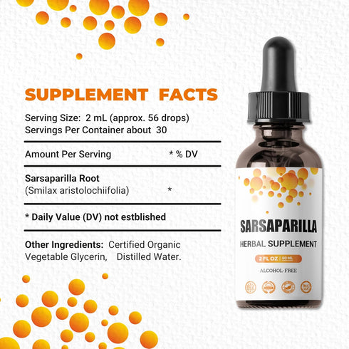 Immune 2 Oz FabLab Sarsaparilla Root Tincture - Herbal Supplement for Detox and Support - Fl - Alcohol-Free - Non-GMO