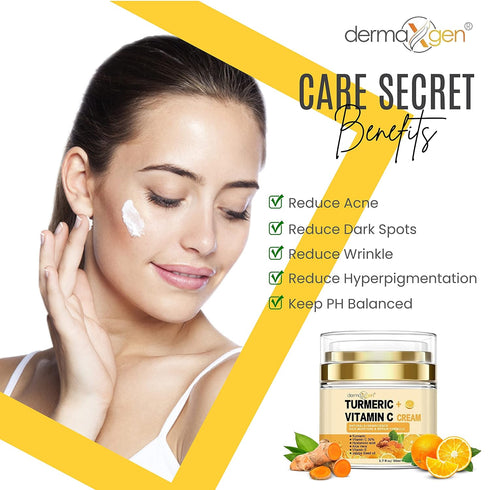 Turmeric Face Cream with 30% Vitamin C, Glow Boosting Moisturizer for All Skin Types, 1.7 FL OZ