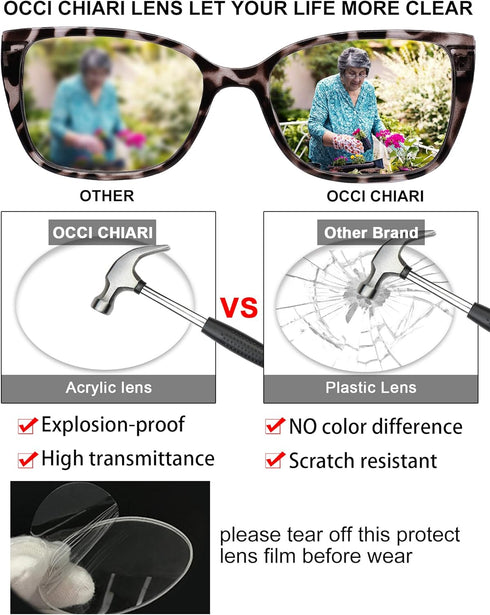OCCI CHIARI 3.0 Reading Glasses Women, Large Reader 300 (1.0 to 6.0)