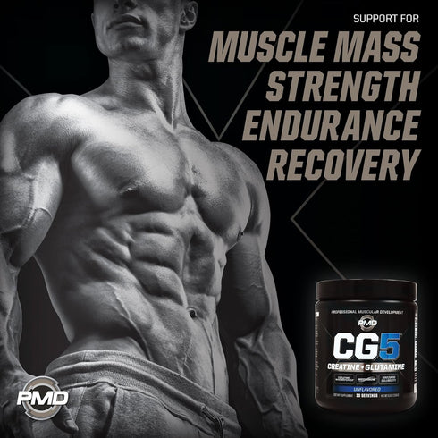 PMD Sports CG5 - Premium Creatine and L Glutamine Powder for Maximum Strength, Unflavored (30 Servings)