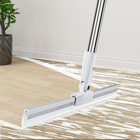 Rubber Squeegee Broom for Floor, 62" Long Handle Window Squeegee, Silicone Pet Hair Remover for Indoor Cleaning