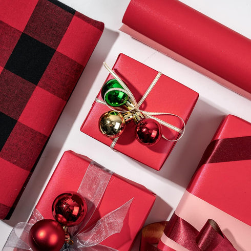 RUSPEPA Red Matte Wrapping Paper, Solid Color Pearly Lustre Paper for Wedding, Birthday, Christmas, Baby Shower