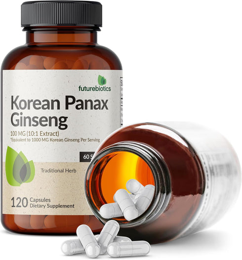 Futurebiotics Korean Panax Ginseng 1000 MG | Energy, Memory & Brain Health Support | Non-GMO, 120 Capsules