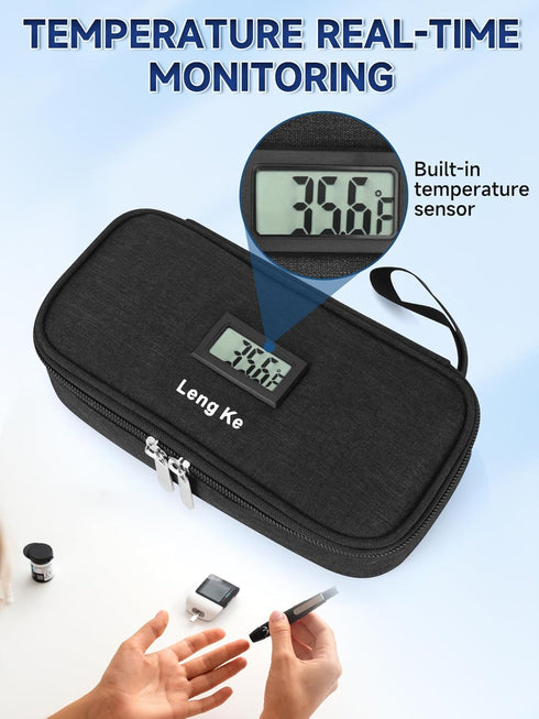 YOUSHARES Insulin Cooler Travel Case for Pen & Vials, Temperature Display Diabetic Medication Cooling Bag