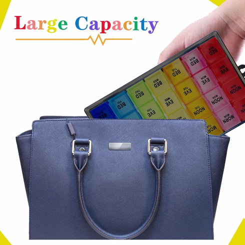 ZVZM 4 7 28 Weekly Pill Organizer Times a Day, Large Medicine Organizer, Pill Box Day Compartment, Portable Travel Pill