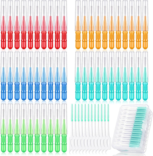 Patelai 350 Pieces Interdental Brush Tooth Floss, Tooth Cleaning Tool, Soft Picks Refill Dental Flosser (Mixed Color)