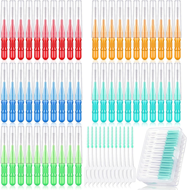 Patelai 350 Pieces Interdental Brush Tooth Floss, Tooth Cleaning Tool, Soft Picks Refill Dental Flosser (Mixed Color)