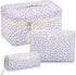 3 Pcs Quilted Makeup Bag - Large Floral Cosmetic Bag, Travel Toiletry Pouch for Women Gifts