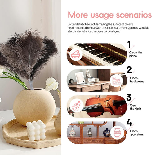 Keyboard,Home,Car,Office(17Inch,2Pack) Feather Duster-Genuine Ostrich Feathers,Anti-Static,Reusable Eco-Friendly