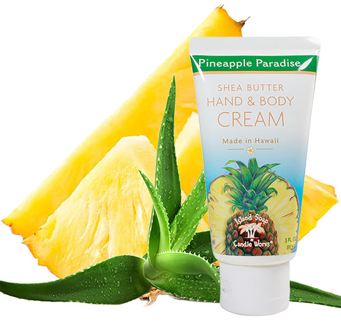 Island Soap and Candle Works Shea Butter Body Cream, 3 Fl oz, Pineapple Paradise, Moisturizer for Dry Skin