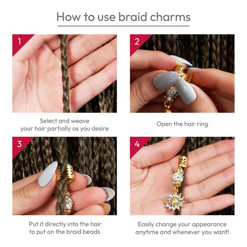 RED by Kiss Dreadlock Jewelry, Braid Charms Hair Cuffs for Women, 3PCS Decoration Clips