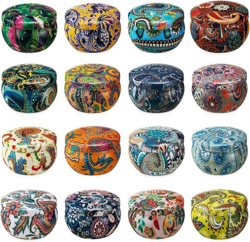 Set, 16 Pack Howemon Scented Candles Gift Natural Soy Wax Portable Travel Tin with Strongly Fragrance Essential Oils
