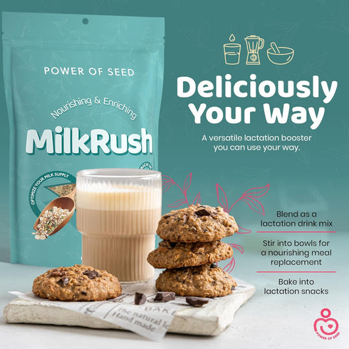 Proseed Power Of Seed 3, 26oz Milkrush Lactation Support for Breastfeeding-Oats Seeds & Almond Lactation Drink Mix