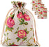 Pangda 30 Pieces Small Size Rose Drawstring Bags, Burlap Flower Pouch Bag, Linen Gift Pocket Jewelry Pouch for Wedding