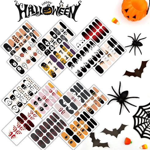 TailaiMei 14 Sheets Halloween Nail Wraps Stickers, Self-Adhesive Full Wraps with 2 pcs Nail Files for DIY Nail Art