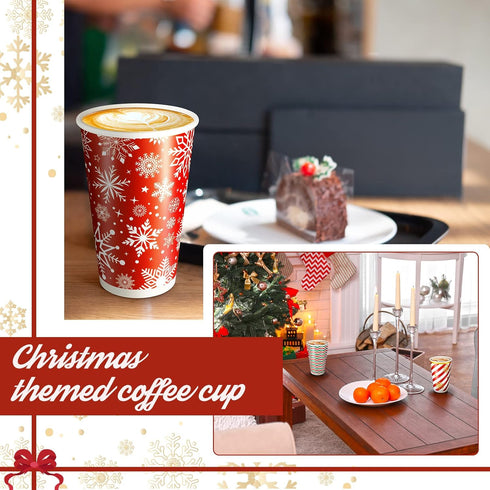 WILLBOND 60 16 oz 6 Pcs Hot Chocolate Coffee Cups Christmas Party Favor Gift Disposable Coffee Cups Holiday Hot Cocoa
