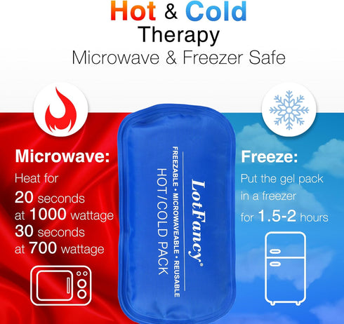 LotFancy Gel Ice Packs, 2pc Reusable Hot Cold Pack for Therapy, Heating Cooling Gel Pad, Pain Relief for Face, Head, TMJ