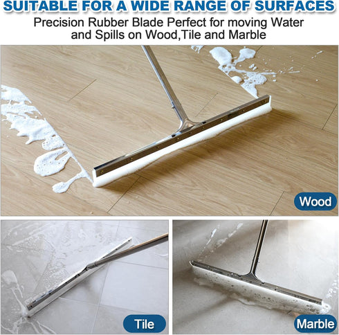 MHM's AquaSlide PushPro - 28-Inch Wide Heavy Duty Floor Squeegee for Industrial Cleaning