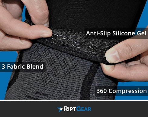 RiptGear Knee Compression Sleeve - Braces for Knee Pain, Support for Women and Men, X-Large, Gray (1 Pack)