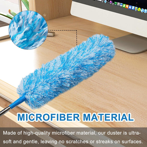 4 Upgraded 55-inch Long Microfiber Dusters with Telescopic Handle, Durable Fibers, Perfect for Household, Office, Car
