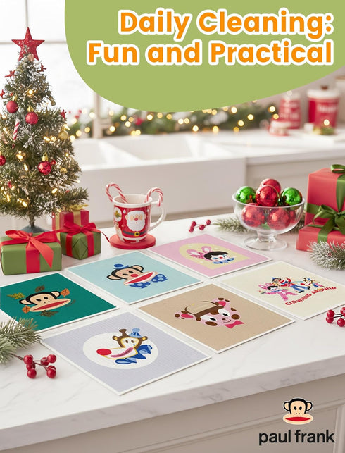 Paul Frank 6 Pack Swedish Dishcloths for Kitchen, Funny Swedish Dish Cloths Reusable Paper Towels, Super Absorbent Dish