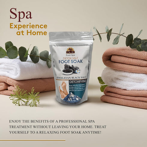 OKAY Himalayan Black Salt Detoxifying Foot Soak, 16 oz, Cleanse - Refresh - Relax for All Skin Types