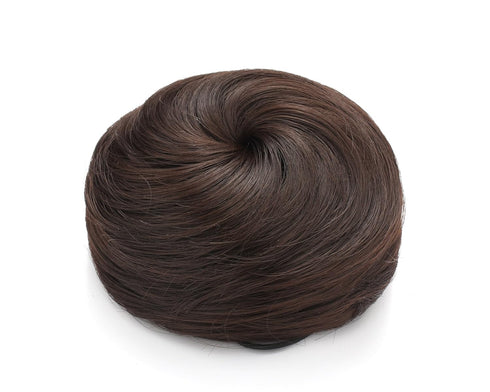 Onedor Chignon Donut Bun Wig Hairpiece, Synthetic Fiber Hair Extension, 6# Medium Chestnut Brown