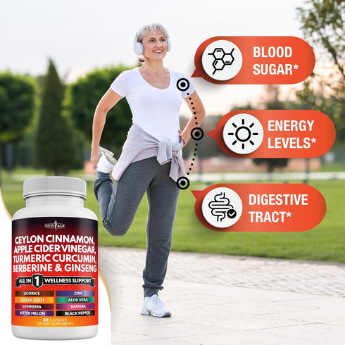 Ceylon Cinnamon 3000mg, Turmeric 3000mg, Apple Cider Vinegar 3000mg & More - 120 Count