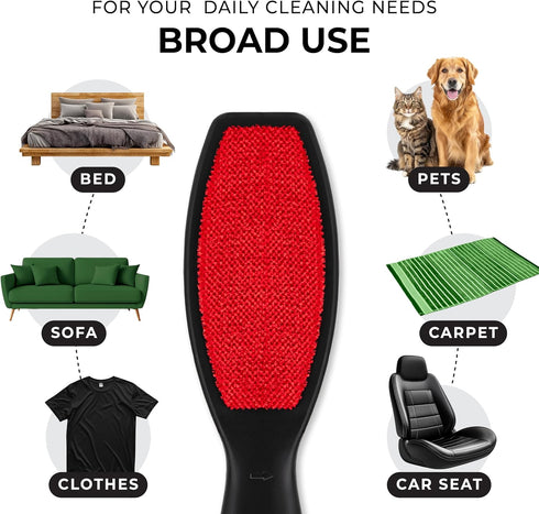 DecorRack Double-Sided Lint Brushes (2 Pack), Pet Hair Remover Brush for Clothes and Furniture, Portable Reusable