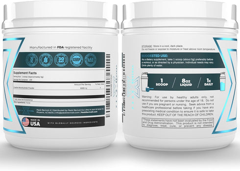 Performance Micronized Creatine Monohydrate Powder Supplement, 5000mg (5g), 100 Servings, Unflavored, Vegan