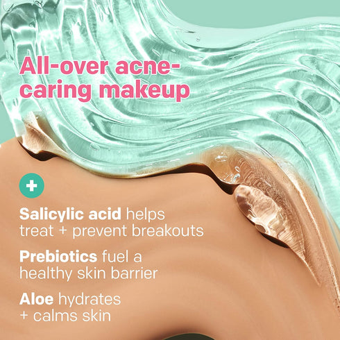Almay Clear Complexion Acne Foundation Makeup with Salicylic Acid, Lightweight Medium Coverage, 705 Toast